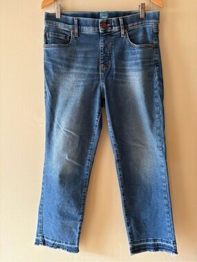 Jag Jeans Valentina Straight Crop Pull On High Rise Raw Hem Blue jeans, Sz 8.